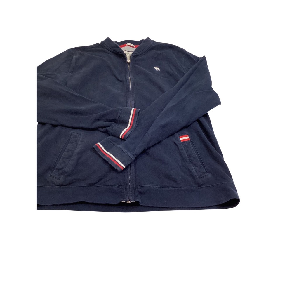 Abercrombie & Fitch Muscle Fit Y2K Thermal Track Bomber Jacket XXL Navy Blue-928